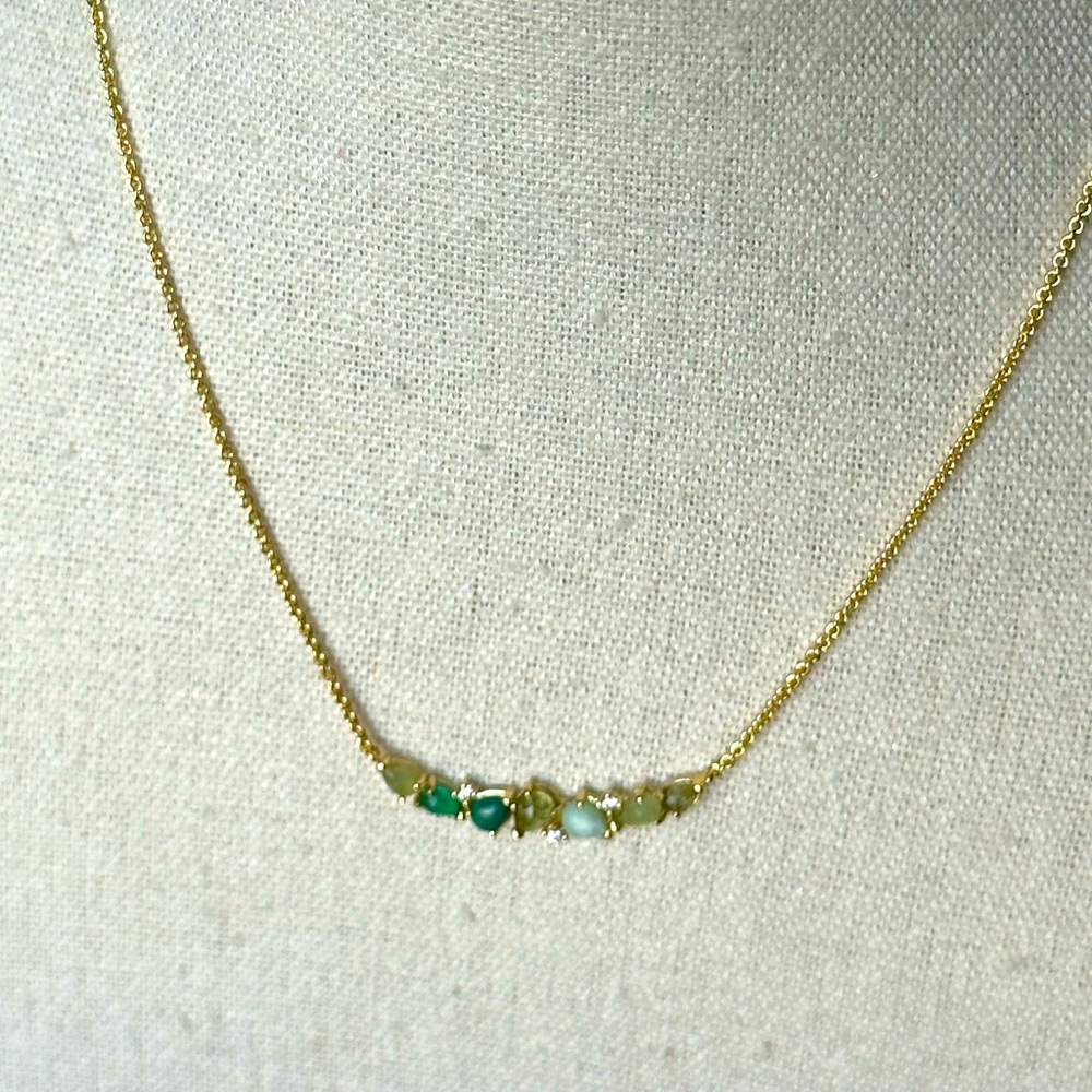 Anthropologie Shades of Green Stone Necklace NWT